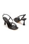 Women's Black Ankle-Adjustable Stylish Buckle Piped Detail Evening Dress Shoes - 3
