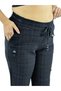 Plus Size Denim High Waist Women's Trousers with Gathering Belt and Pocket Detail - 2