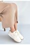 Tawen Beige Leather Lace-Up Sneakers - 4