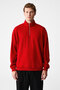 Velvety men's cotton fleece-lined d Mock Neck zip-up long sleeve regular fit red sweatshirt - 6