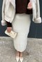 Women's New Season Elastic Waist Soft Textured Maxi Knitwear Skirt. Sun253 - 2