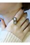 Natural Stone Moonstone 2-Piece Natural Stone Antique Model Women's Adjustable Ring Euy90Ay