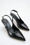 Women's Pointed Toe Sewing Detailed Heeled Shoes Black Yanki