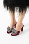 SERAVIA Women's Burgundy Velvet Stone-Embellished Bow 9 cm Heel Evening Slipper - 4