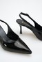 Women's Pointed Toe Stitched Detailed Heeled Shoes Black Patent Leather - 5