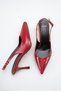 Women's Pointed Toe Sewing Detailed Heeled Shoes Burgundy Yanki - 4