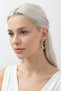Black Enameled Zircon Stone Stainless Steel Gold Color Women's Earrings with Dangle - 2