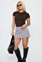Women's Short Sleeve Body Suit Brown – Crew Neck, Polyamide