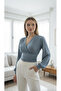Daily elegant long balloon sleeve above waist Stretch Fabric blouse bady