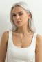 North Star Model Red Pearlescent Zircon Stone Stainless Steel Gold Color Women's Necklace - 2