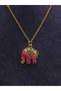 Natural Stone Pink Elephant Steel Necklace Women's Jewelry Daily Accessory Luck Power Abundance Courage Meaningful Gift