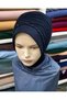 Navy Blue Seamless Detailed Model Ready-To-Wear Turban Ready-To-Wear Shawl Evening Dress Shawl Veil - 4