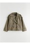 Artı-Store Women's Trench Coat with Double-Breasted Collars Made of Gabardin Fabric, Button Closure. With Epaulettes and Cuffs