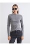 Artı-Store Women's Long-Sleeved Bodysuit with Cycling Collar, Made of Ribbed Knit Fabrics - 3
