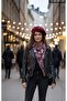 Triangle Ethnic Pattern Double-Sided Shawl and Beanie Set Domestic Production - 8