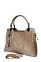 Large Size Women's Shoulder and Hand Bag with Patterned Stitching Detail - 2