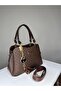 Women's Quilted Hand and Shoulder Bag with Gold Heart Key Accessory and Adjustable Strap - 4