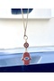 Gilded Red Fatima's Hand Metal Car Mirror Ornament Car Charm Bag Accessory - 6