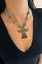 Turquoise and Agate Natural Stone Special Design Bronze Accessory with Angel Figure Pendant Special Design Necklace - 6