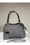 Women's Quilted Hand and Shoulder Bag with Gold Heart Key Accessory and Adjustable Strap - 4
