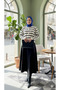 Striped Cardigan Skirt Set