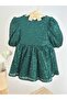 Sequin Balloon Sleeve Dress-Green - 3