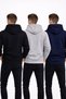 Men's Black-Gray-Navy 3-Piece Set Hooded Sweatshirt Winter Kangaroo Pocket Lined with Cotton - 3