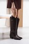 Petunya Women's Boots Western Cowboy Real Leather Full Mold Comfortable P318-Brown - 5