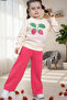 Strawberry Patterned Wide-Lette 2-Thread Seasonal Top and Bottom Girls' Set - 2