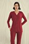 Long Sleeve Buttoned V-Neck Pajama Set