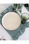 Mossy Linen Two-End Ruffle Detailed American Service/Supla Mat with Green Checks - 3