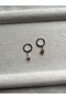 Minimal Pink Amber Stone Silver Color Steel Hoop Earrings Handmade