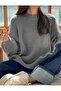 Gray Crew Neck Oversize Women's Knitwear Sweater - 6