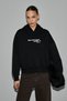 Teraly Women's Organic Cotton Fleece Fabric Black Sweatshirt with Print Detail - 3