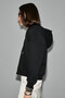 Vyselle Women's Oversized Black Sweatshirt with Cut-Out Front, Metal Zipper and Hooded Label Details - 7