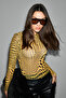 Gelc women's soft and flexible fabric polka dot Slim Fit yellow / patterned blouse - 4