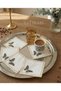 6 Linen Fabric Embroidered Coffee Side Cocktail Napkins & Coasters Serving Napkins - 4