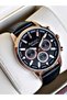 Functional Black-Copper Color Leather Cord Men's Wristwatch