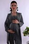 Maternity Pajama Set with Nursing Features and Robe Effortt - Smoked - 3