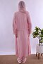 Effortt Maternity Pajama Set with Hijab and Nursing Features and Long Robe - Pink - 5