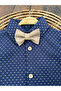 Stretch Fabric Denim Pants with Suspender Belt and Bow Tie for Baby Boy/Child Set - 6
