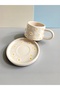 Decorative Yellow and White Daisy Embroidered, Embossed Detailed Tea-Coffee Cup 1 Piece - 5