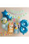 Bluey and Chilli Themed 8-Year-Old Foil Balloon Set – with Number Balloons and Happy Birthday Banner