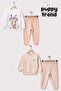 Unisex Children's Giraffe Printed 100% Cotton & Ribbed Knit Double Set Premium Series