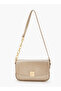Textured Shoulder Bag with Button Closure