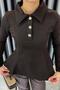 Noa Noa Collared Gold Button Flounce Blouse - Brown Brown - 2