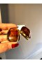 Women's Brown Gold Gold-Plated Rectangular Large Earrings - 3