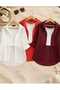 3-Pack White Red Burgundy Oversized Linen Textured 100% Cotton Single Pocket Casual Shirt
