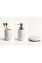 Marble Look Concrete 3-Piece Bathroom Wc Set Toothbrush Holder Liquid Soap Dispenser Presentation Tray - 3