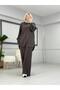 Sewn Detailed Sports Suit Brown